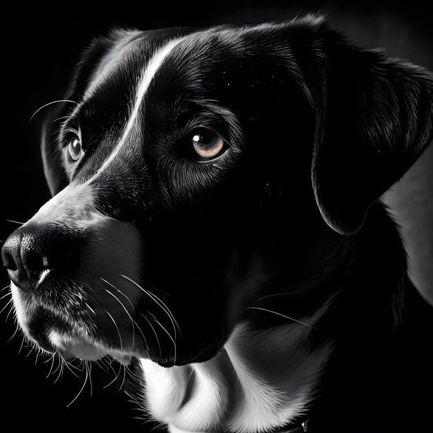 Dog in the style of dramatic black and white portraits