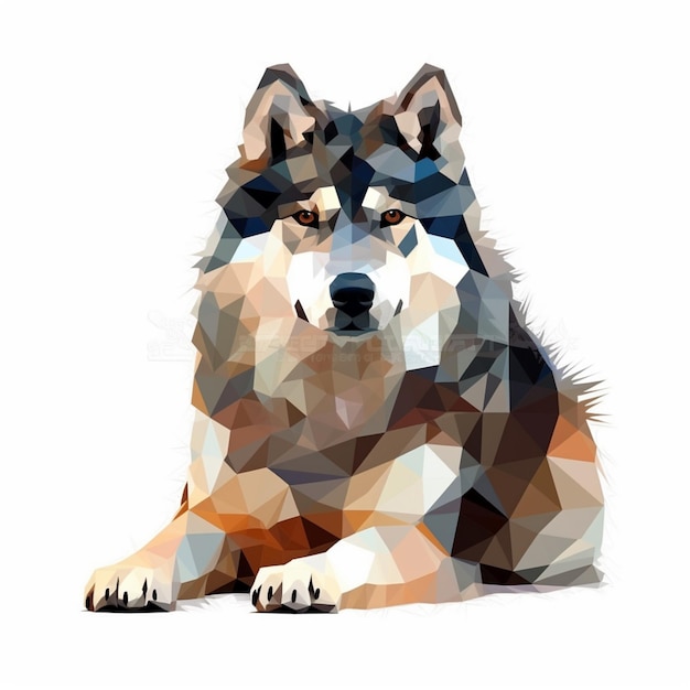 Dog in the style of low poly.