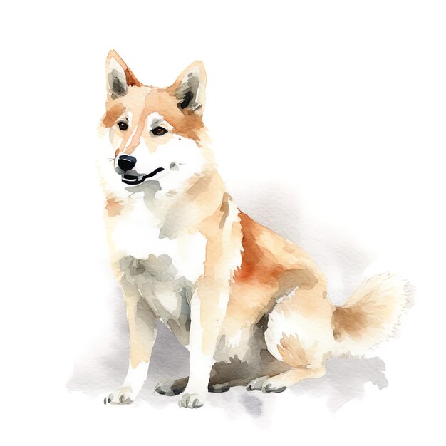 Dog in the style of watercolor on isolated a white background