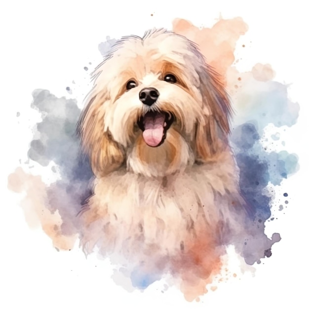 Dog in the style of watercolor on isolated a white background