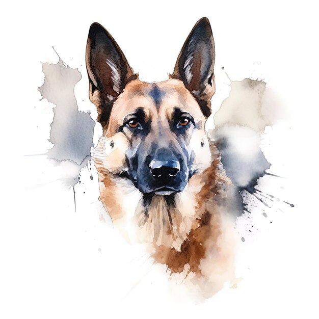 Dog in the style of watercolor on isolated a white background