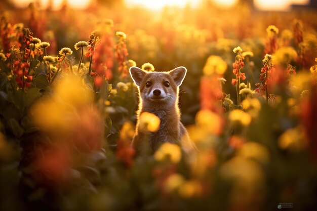 Photo dog surrounded by nature