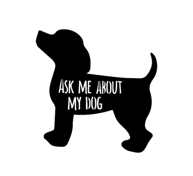 Svg Vector ファイルヘッドを白に隔離し,犬に関するインスピレーションを与える引用を手で描いた