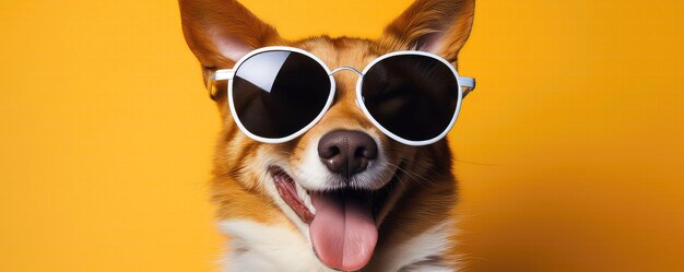 Dog take selfie with sunglasses