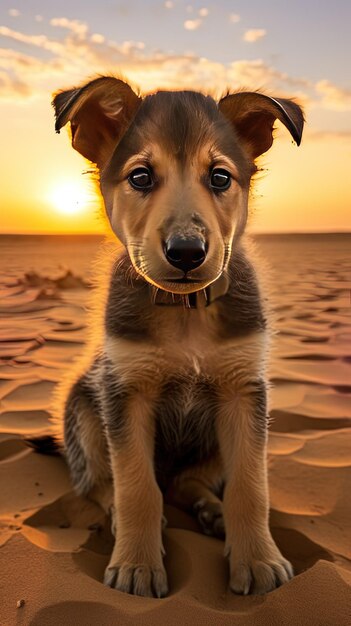 Photo a dog that is sitting in the sand