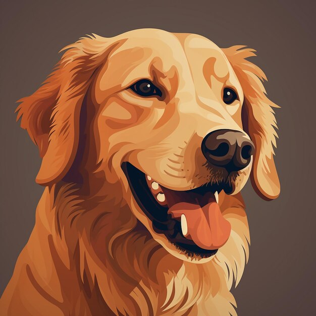 A dog that is smiling and has a brown background.