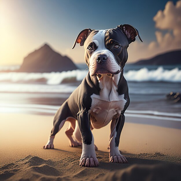 A dog that is standing on the beach