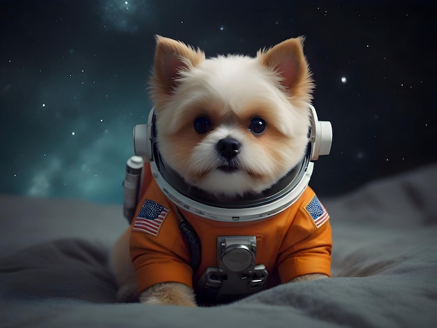 Foto un cane che indossa una tuta spaziale