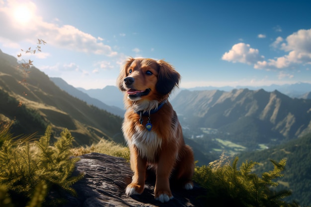 A dog on top of a mountain AI generated
