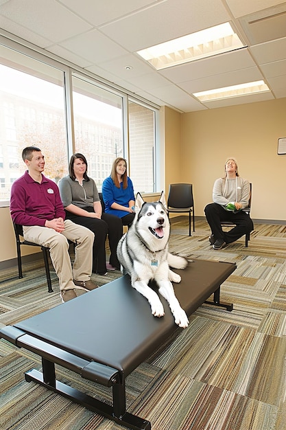 Photo a dog training class in session with trainers