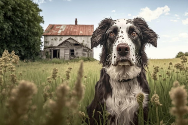 Dog in the village Summer field farm Sunny weather Generated by AI