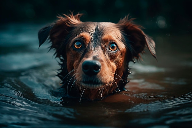 Dog in the water Generative AI