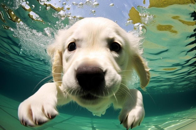 the dog in the water swim