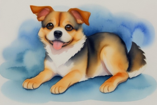 Dog watercolor art Pet illustration