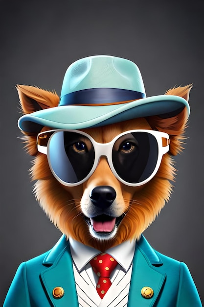 Dog wearing any kind costumes hats accessories and sunglasses design for printing on t shirt