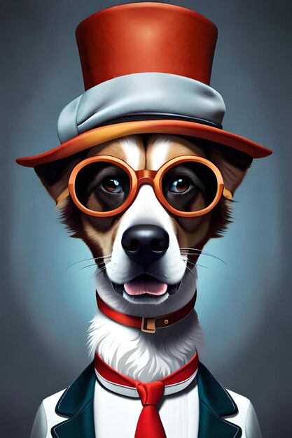 Dog wearing any kind costumes hats accessories and sunglasses design for printing on t shirt