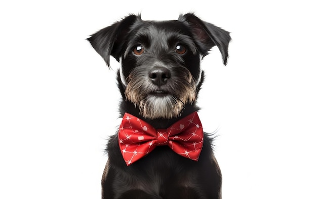 Dog wearing a bow tie on white Background AI