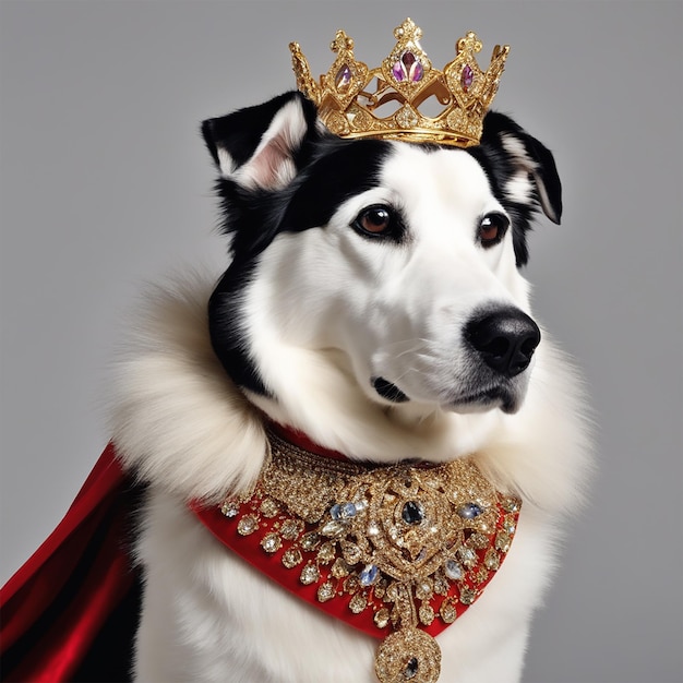 Photo a dog wearing a crown and a crown is wearing a crown.