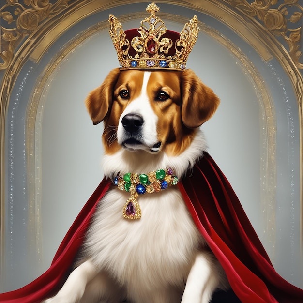 Photo a dog wearing a crown and a crown with a crown on it.