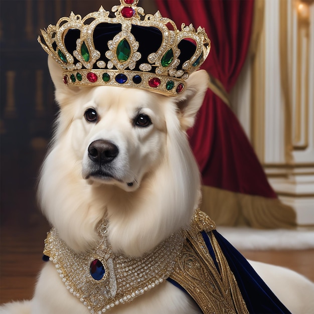 Photo a dog wearing a crown that says 