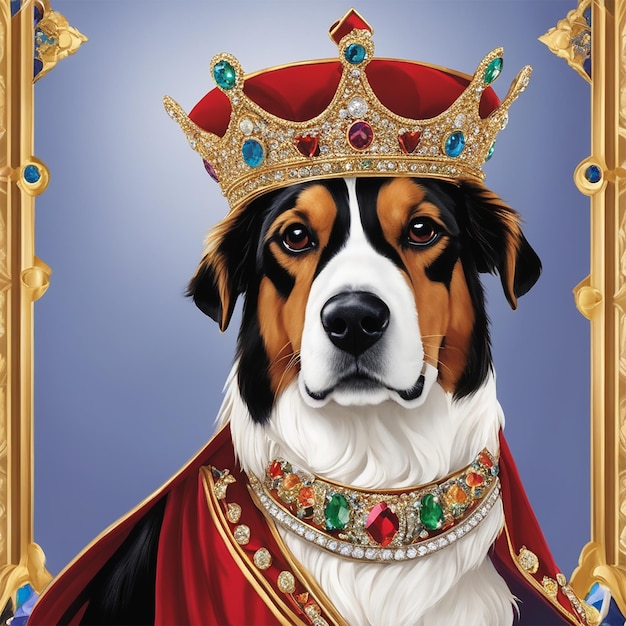 Foto un cane che indossa una corona con la scritta 