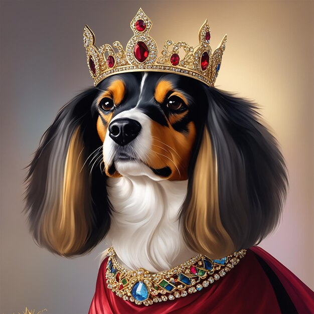 Photo a dog wearing a crown that says 