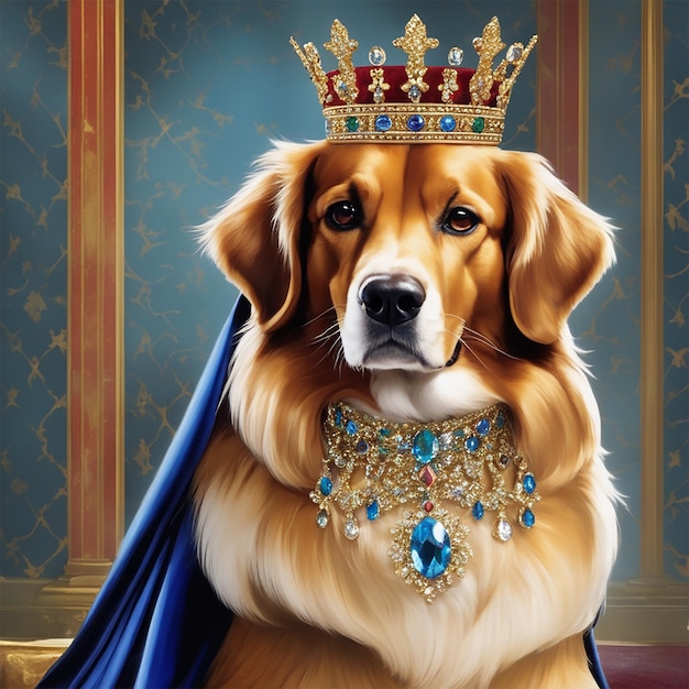 Photo a dog wearing a crown with a crown on it