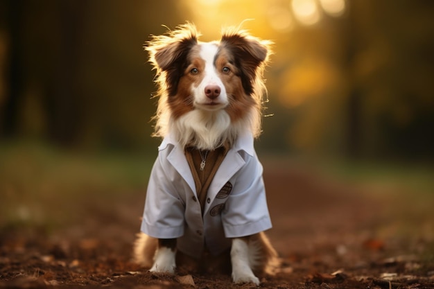 Photo dog wearing doctor clothes