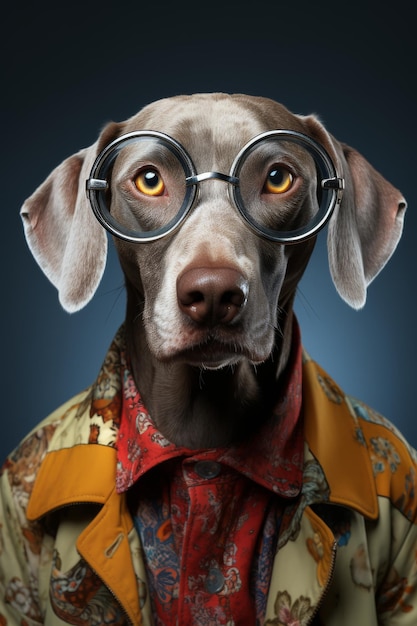 Dog Wearing Glasses and Shirt