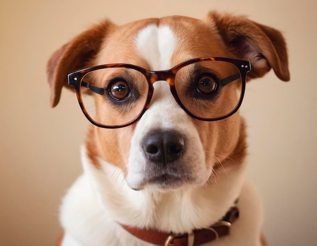 Photo a dog wearing glasses