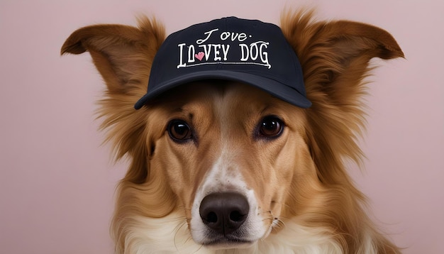 Photo a dog wearing a hat that says i love dog
