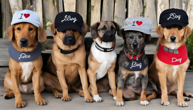 Photo a dog wearing a hat that says i love my dog