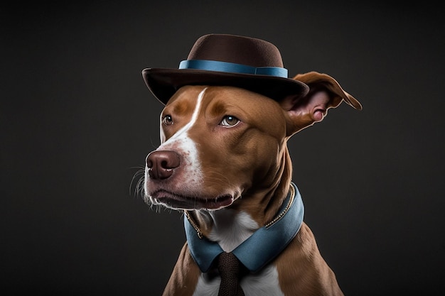 A dog wearing a hat