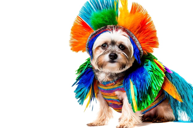 インドのカーニバルの衣装を着た犬