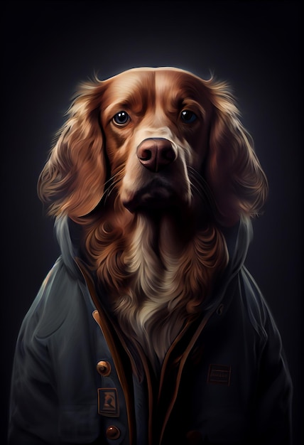 Dog wearing jacket portrait Generative ai