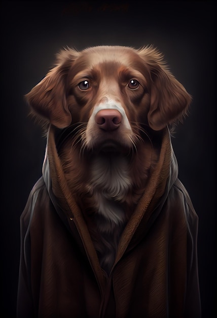 Dog wearing jacket portrait Generative ai