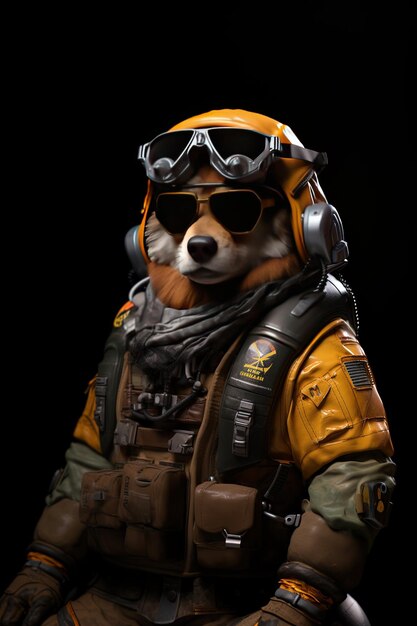 Photo a dog wearing a military uniform with the word air on the side