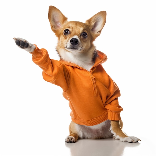 Premium AI Image | a dog wearing a orange sweater that says 