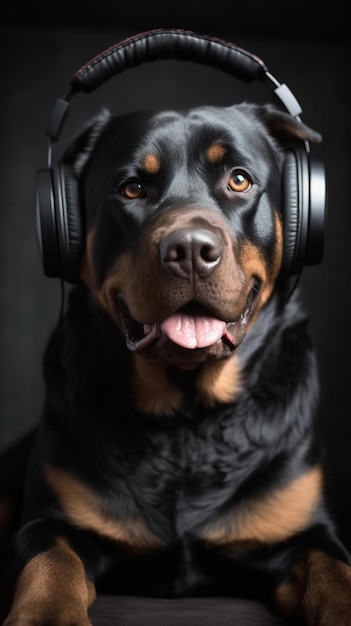 A dog wearing a pair of headphones