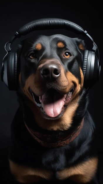 A dog wearing a pair of headphones