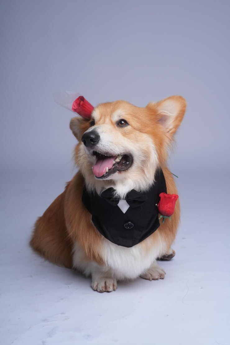 a dog wearing a plaid shirt with a tag that says dog on it