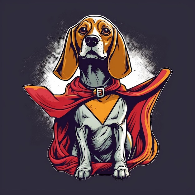 a dog wearing a red cape with a red cape on it