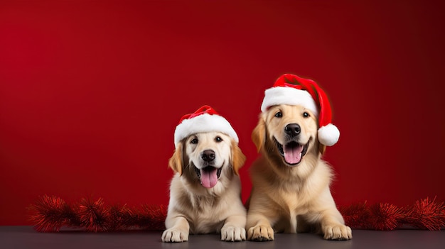 Dog wearing a santa hat