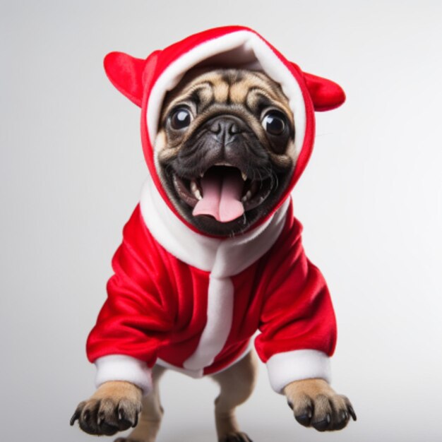 Собака в шляпе Санта-Клауса