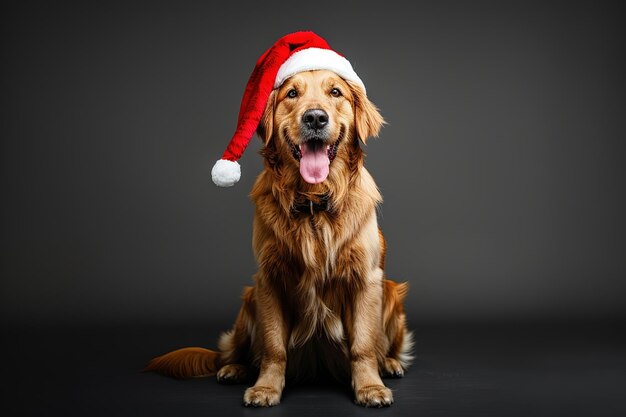 Photo a dog wearing a santa hat