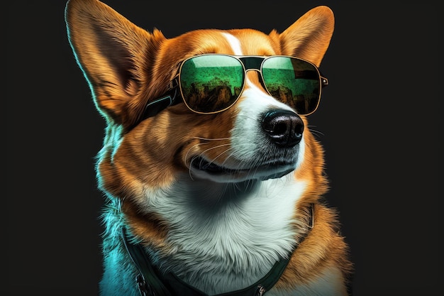 Photo dog wearing shades