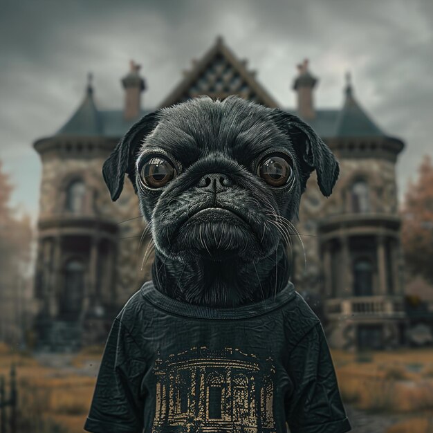 Photo a dog wearing a shirt that says  pug  on it