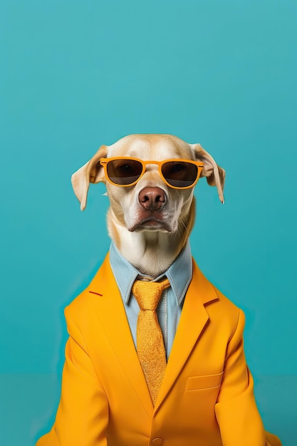 개 의복을 입은 개 개 의복 선글라스를 입은 개
