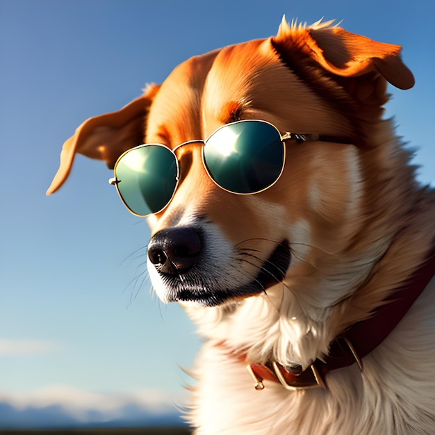 Photo dog wearing sun glasses