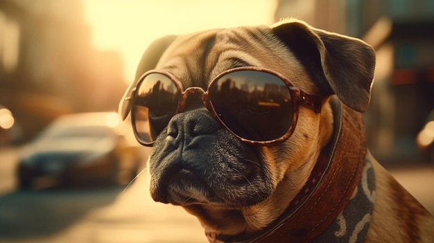 Dog wearing sunglasses Generative Ai